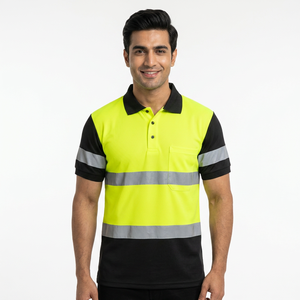 Camisetas Polo de Seguridad Impermeables de Alta Visibilidad Amarillas Personalizadas Transpirables de Poliéster/Algodón Unisex con Mangas Largas y Estampado por Transferencia de Calor - Product Image 1