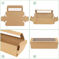 Boîte à gâteau roulé suisse en papier kraft avec fenêtre transparente, emballage rectangulaire avec ruban blanc pour desserts et pâtisseries, vente en gros