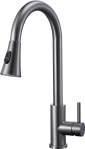 Modern Single Handle Kitchen Faucet Blackened Brass Deck <b>Mounted</b> Pull Down <b>Spray</b> Contemporary Design - Product Image 6