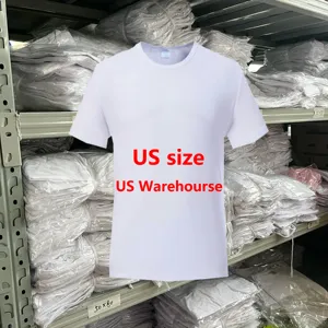 Chemises de sublimation d'usine 100% polyester sensation de coton taille américaine t-shirts en polyester blanc T-shirts de sublimation impression personnalisée unie