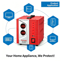 Régulateur de tension automatique monophasé mural 220V AC, protection contre les surtensions, 2 KVA, certifié CE, affichage numérique, boîtier en aluminium