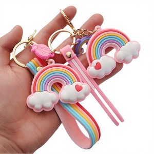 Creative 3D Cute Rainbow Donut Rubber Keychain Pendant Children's Backpack Cartoon Doll Blind <b>Box</b> Small <b>Gift</b> Durable - Product Image 4