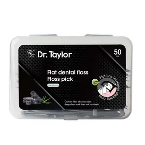 50Pieces Hot Sale Charcoal Teeth Floss Bamboo Charcoal Fiber Floss Mint Waxed Dental Floss Pick Manufacturing