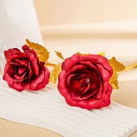 Cadeau pour la Fête de Qixi et la Fête des Enseignants : Bouquet de roses dorées en fleurs éternelles en PVC, fait main, avec décoration en relief injecté