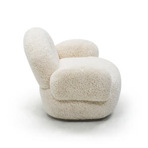 Sillón Individual Estilo Crema, Moderno y Elegante, para Sala de Estar o Dormitorio, Diseño Simple y Relajado, con Tapizado de Pelo Corto - Product Image 4