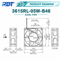 Ventilateur axial industriel DC, interface 4 fils, 3AUA0000123670 3615RL-05W-B46, flux d'air stable, ventilateur de refroidissement à entraînement variable, remplacement OEM