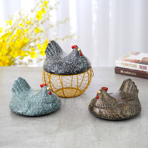 Creative Hen <b>Wire</b> <b>Basket</b> Storage Organizer Round Desktop Decorative Kitchen Storage <b>Basket</b> For Home Office Gift - Product Image 3