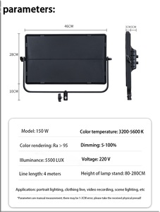 Éclairage de studio professionnel 120W 5600K LED pour la vidéo et la photographie avec un rendu des couleurs amélioré - Product Image 5