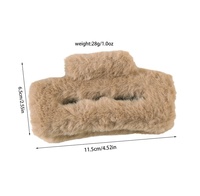 Grande pince à requin carrée de couleur bonbon géométrique moderne Accessoires pour cheveux en peluche automne hiver avec design à griffes en plastique élégant