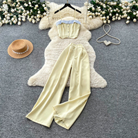 Ensemble d'été vintage pour femme : débardeur court et pantalon large pour tenue décontractée
