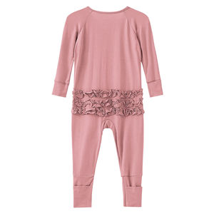 Tessuto personalizzato OEM Bamboo Baby Boys Girls Footless in viscosa di bambù Zippy tute da notte <span class=keywords><strong>tutina</strong></span> un pezzo con volant per 0-2 anni - Product Image 6