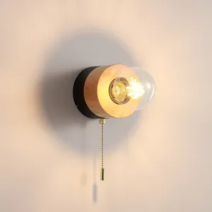 Aluminium and Wood base hotel modern indoor LED bedside wall lamps supplied with a 4W candle bulb