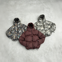 Blouson matelassé surdimensionné personnalisé OEM avec cordon de serrage à la taille, coupe courte, motif Realtree Camo, coupe-vent, streetwear, vêtements d'extérieur pour hommes