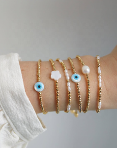 Bracelets minimalistes bohèmes géométriques perlés plaqués or 18 carats avec pierres naturelles colorées, notamment l'agate, pour anniversaire - Product Image 2