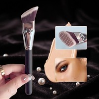 Ensemble de 8 pinceaux de maquillage de luxe à manche en bois et poils synthétiques pour application de fond de teint sur le visage
