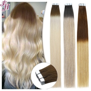 Extensions de cheveux à bandes adhésives FH Stock Color Glue Tape, cheveux humains lisses avec cuticules alignées, 26 pouces, 60 pièces - Product Image 1
