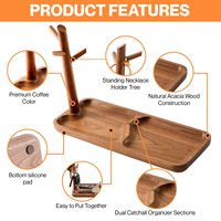 BH Tempat Penyimpanan Bentuk Ranting dari Kayu Bambu yang Halus dan Terlapis, Dilengkapi Gantungan untuk Kunci, Dompet, Perhiasan, Kacamata