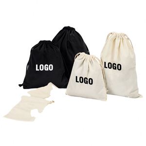 Sacs en toile de coton en gros pour bijoux, sacs à chaussures à cordon, sacs cadeaux, sacs à main personnalisés, housses anti-poussière avec impression de logo - Product Image 1