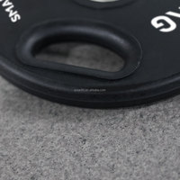 SMARTFIT 3-Grip Pelat Beban Berlapis PU Logo Kustom Latihan Kekuatan Gym Komersial