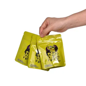 WOWO TECH 3.5 Gram özel kare şeker sakızlı çanta plastik Stand Up koku geçirmez fermuar kilidi Mylar çantalar