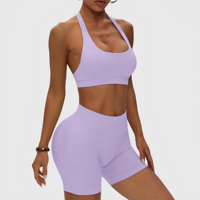 Ensemble de vêtements de sport pour femmes YIAN 0301+0307, soutien-gorge halter et shorts, ensembles de yoga, ensembles de fitness, vêtements de sport, vêtements de yoga sans couture