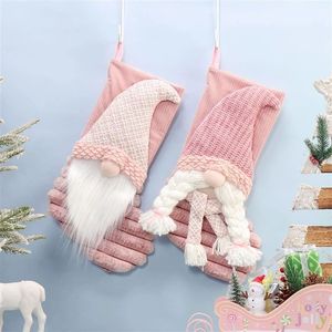 Festive 2pc Christmas <b>Stocking</b> Set Large Capacity Gift <b>Holder</b> for Family Holiday Decoration - Product Image 1