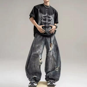 Camisetas de hombre unisex de manga corta con logotipo gráfico personalizado, diseño liso con múltiples bolsillos, ropa de calle, camisetas vintage de peso pesado de gran tamaño - Product Image 4