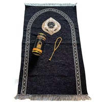 Tapis de prière musulman noir avec boîte-cadeau Tasbihn coffret cadeau islamique cadeau Romadan