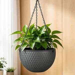 Jardinière suspendue auto-arrosante en nid d'abeille avec chaîne, pot de fleurs en plastique durable avec drainage, <span class=keywords><strong>pour</strong></span> intérieur, extérieur, <span class=keywords><strong>balcon</strong></span>, maison, jardin - Product Image 6