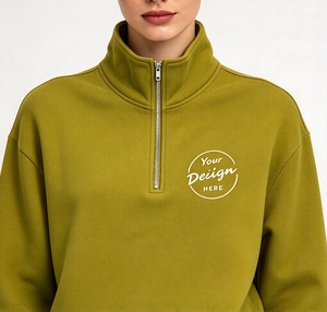 Sweat-shirt à col zippé pour femme, personnalisé, de haute qualité, brodé, décontracté, 100% coton, vente en gros du fabricant - Product Image 4