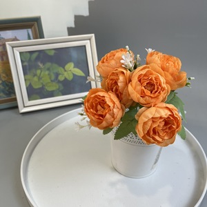 Venta caliente <span class=keywords><strong>6</strong></span> flores tela de seda ramo de flores artificiales peonía para suministros de boda - Product Image 5