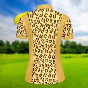 Camisetas sin mangas atléticas con cuello de secado rápido y estampado completo de leopardo con logotipo personalizado, camiseta Polo de Golf y tenis para mujer - Product Image 3