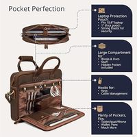 Porte-documents pour ordinateur portable en cuir véritable marron personnalisé pour les femmes Sac messager et sac à main durables et portables pour le bureau et les voyages