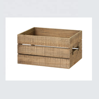 Caisse de rangement en bois vieilli style vintage, boîte organisatrice en bois à lattes avec ouverture supérieure et poignées latérales pour la maison