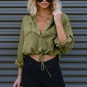 Camicie da donna in Denim 2024 primavera autunno Vintage Streetwear oversize da donna top Chic camicette <span class=keywords><strong>di</strong></span> <span class=keywords><strong>jeans</strong></span> monopetto alla moda - Product Image 3