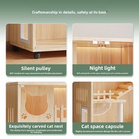 Rumah Kucing Villa Kucing dari Kayu Padat dan Papan Densitas, Kandang Kucing Indoor, Cattery Ekstra Besar, Kandang Terintegrasi dengan Rangka Panjat Terbuka