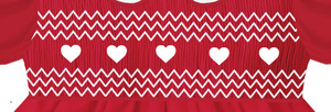 Vestido de Niña con Cuello Blanco y Corazón Rojo Bordado a Mano, Patrón de Corazones Blancos, Manga Abullonada, Lazo Grande en la Espalda, Traje para el Día de San Valentín - Product Image 3