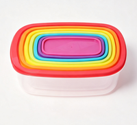 Ensemble de 7 contenants de stockage alimentaire rectangulaires en plastique PP antibactérien avec couvercles arc-en-ciel, ustensiles de cuisine, organisateur de réfrigérateur