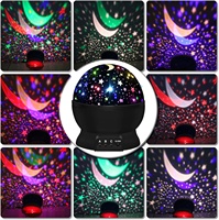 Proyector de Estrellas con Rotación de 360°, 4 Bombillas LED, 16 Colores Cambiantes, Cable USB para Niños de 3 a 8 Años, Luz Nocturna Infantil con Forma de Luna para Dormitorio