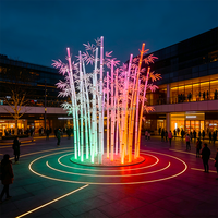 Escultura LED de Bambú Simulado, Luz de Paisaje de Estilo Oriental Luminosa RGB, Luz Comercial para Exteriores con Clasificación IP65 y Control Remoto
