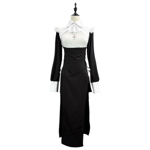 Cosplay Nun Costume Black Spandex Long Sleeve Role Play Dress For Anime Game - Product Image 4