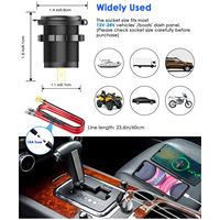 Soket Voltmeter LED Cepat 12-24V dengan Saklar Sentuh, Charger USB Ganda Tipe-C untuk Mobil, Kapal, dan Perahu