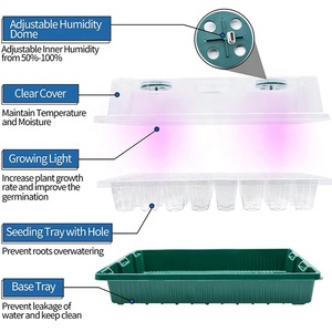 Couvercle Plateau <span class=keywords><strong>Semis</strong></span> Propagateur Kit Pots De Culture De Semences <span class=keywords><strong>Pot</strong></span> <span class=keywords><strong>En</strong></span> <span class=keywords><strong>Plastique</strong></span> Pas Cher Jardin Pépinière Fleur Plante Led Lampe Mini Cultiver Plateaux De <span class=keywords><strong>Semis</strong></span> - Product Image 5