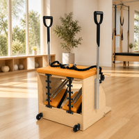 Chaise et Reformer portables en bois de chêne QT, durables, avec poignées et pédale, pour l'entraînement professionnel du corps et du tronc en studio de Pilates