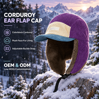 Casquette de baseball d'hiver personnalisée avec logo imprimé, bonnet chaud et doux avec cache-oreilles, style aviateur, faible MOQ, broderie personnalisée, 100% polyester