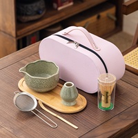 YUBIN Ensemble de 7 pièces personnalisable de bols à matcha portables en céramique, et batteur à matcha japonais en bambou, modèle 2026 très populaire, avec coffret cadeau