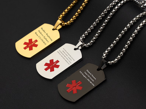 पुरुषों और महिलाओं के लिए 316 एल स्टेनलेस स्टील कस्टम मेडिकल अलर्ट हार - Product Image 4