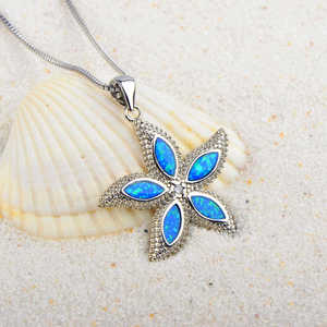 Collana con stella marina blu opale alla moda collana con stella oceanica per donna collezione oceano - Product Image 5
