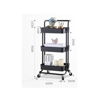 Chariot de rangement roulant en plastique à 3 niveaux avec roues - Chariot utilitaire mobile compact pour la cuisine, le salon, la chambre et la maison