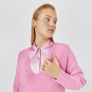 Nhẫn Hở Hình Hạt Mạ Vàng Bạc Thép Không Gỉ 18K Trang Sức Thời Trang Nhẫn Nhiều Lớp Không Đều - Product Image 5